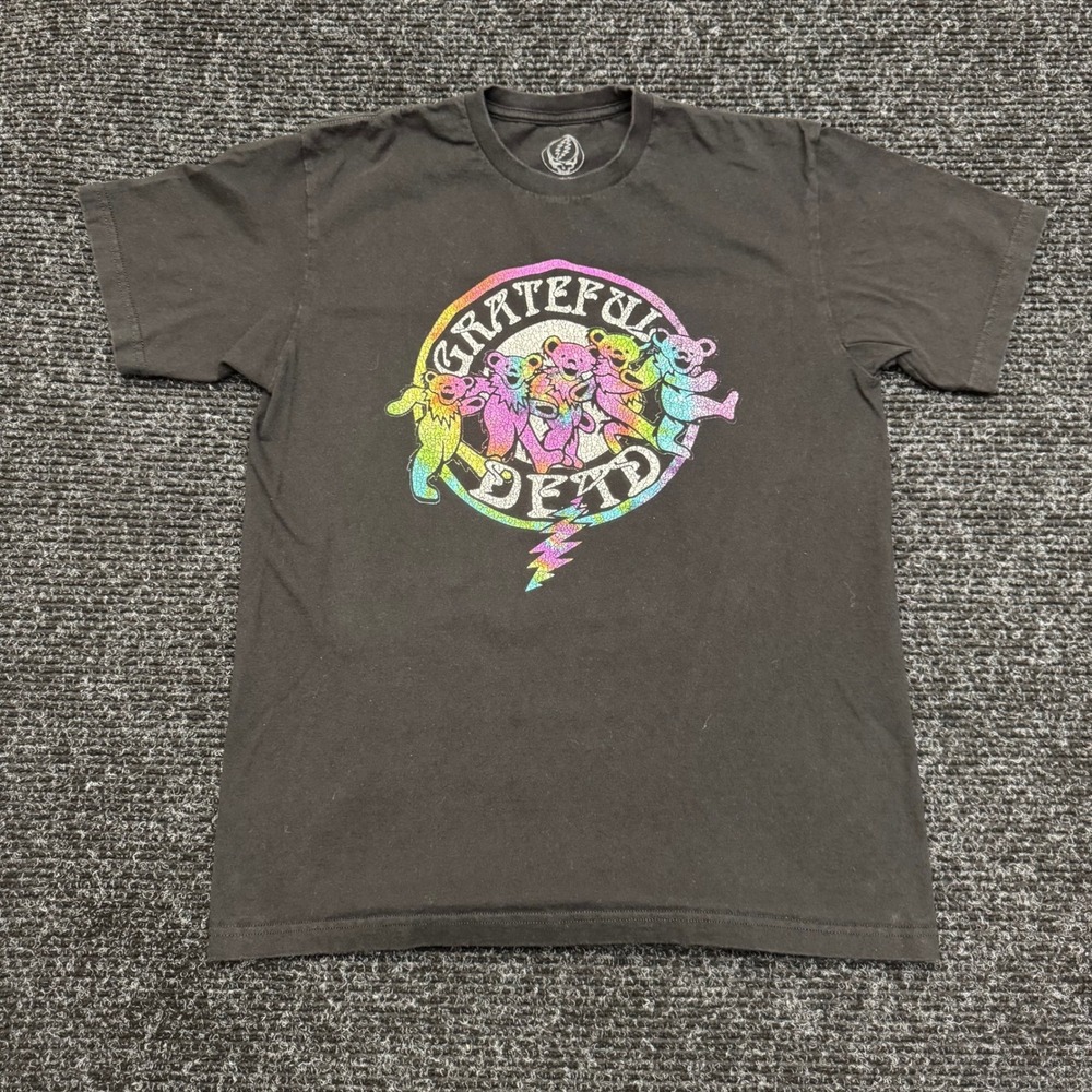 Grateful Dead Men Rainbow Dancing Bears Graphic T-Shirt Black Medium 2021 Cotton